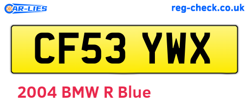 CF53YWX are the vehicle registration plates.