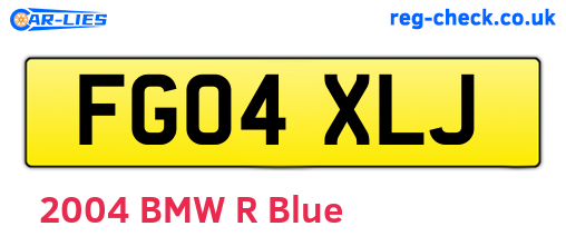 FG04XLJ are the vehicle registration plates.