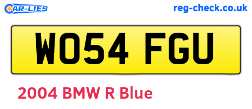 WO54FGU are the vehicle registration plates.