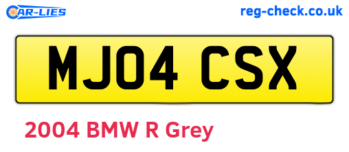 MJ04CSX are the vehicle registration plates.