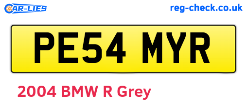 PE54MYR are the vehicle registration plates.