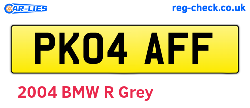 PK04AFF are the vehicle registration plates.