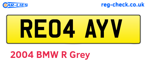 RE04AYV are the vehicle registration plates.