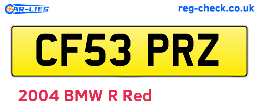 CF53PRZ are the vehicle registration plates.