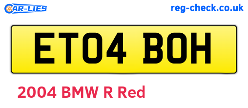 ET04BOH are the vehicle registration plates.