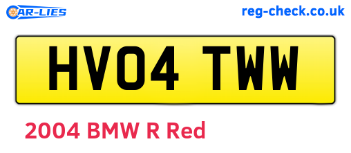 HV04TWW are the vehicle registration plates.