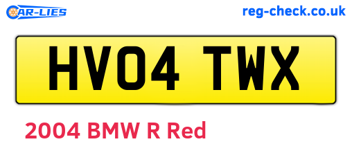 HV04TWX are the vehicle registration plates.