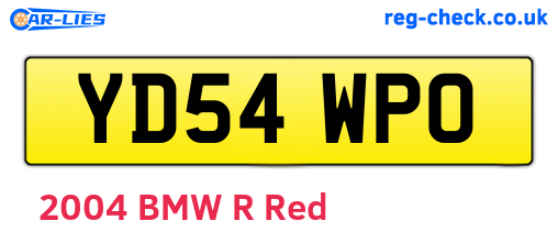 YD54WPO are the vehicle registration plates.