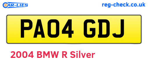 PA04GDJ are the vehicle registration plates.