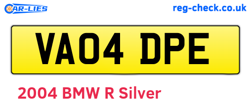 VA04DPE are the vehicle registration plates.