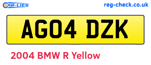 AG04DZK are the vehicle registration plates.