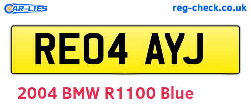 RE04AYJ are the vehicle registration plates.