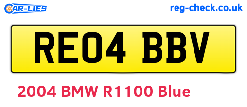 RE04BBV are the vehicle registration plates.