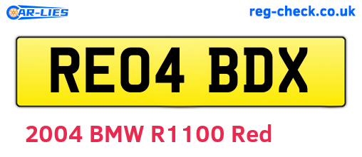 RE04BDX are the vehicle registration plates.