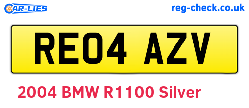 RE04AZV are the vehicle registration plates.