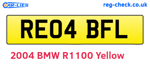 RE04BFL are the vehicle registration plates.