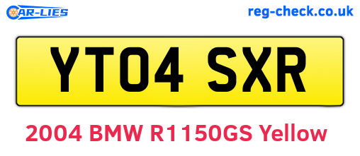 YT04SXR are the vehicle registration plates.
