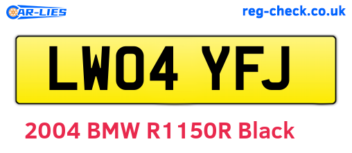 LW04YFJ are the vehicle registration plates.