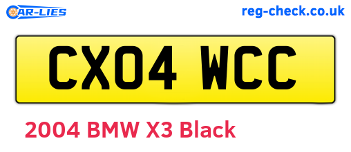 CX04WCC are the vehicle registration plates.