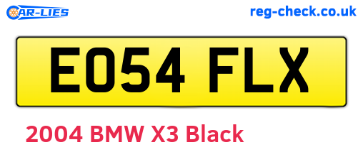EO54FLX are the vehicle registration plates.