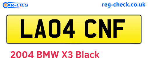 LA04CNF are the vehicle registration plates.