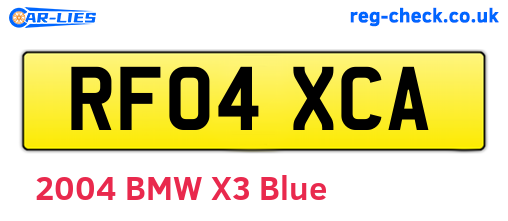 RF04XCA are the vehicle registration plates.