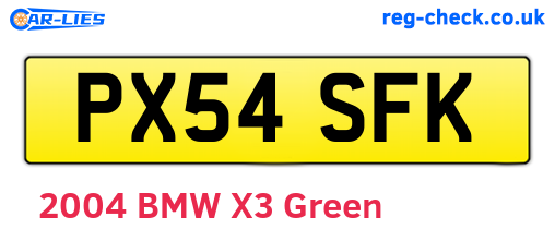 PX54SFK are the vehicle registration plates.