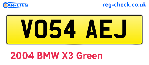 VO54AEJ are the vehicle registration plates.