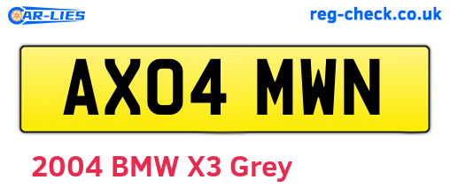 AX04MWN are the vehicle registration plates.