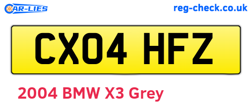 CX04HFZ are the vehicle registration plates.