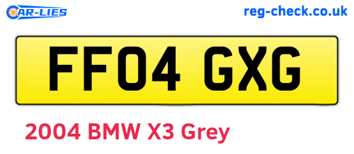FF04GXG are the vehicle registration plates.