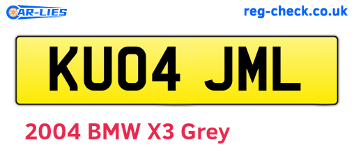KU04JML are the vehicle registration plates.