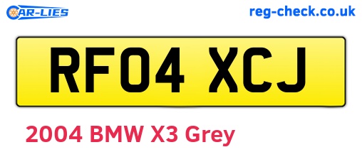 RF04XCJ are the vehicle registration plates.