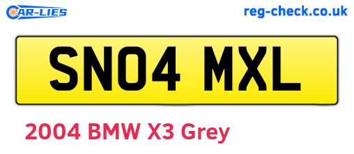 SN04MXL are the vehicle registration plates.