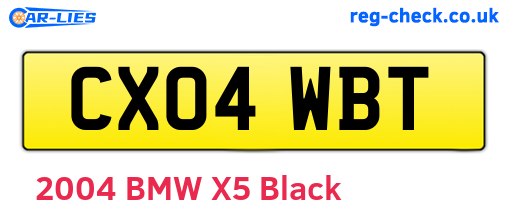 CX04WBT are the vehicle registration plates.