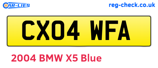 CX04WFA are the vehicle registration plates.