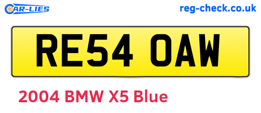 RE54OAW are the vehicle registration plates.