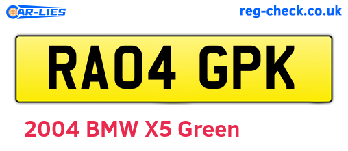 RA04GPK are the vehicle registration plates.