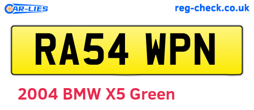 RA54WPN are the vehicle registration plates.