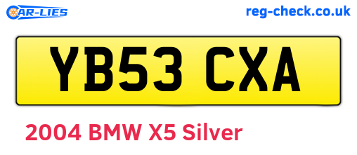 YB53CXA are the vehicle registration plates.