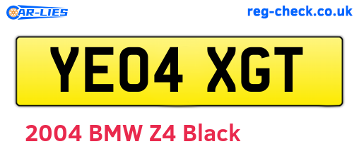 YE04XGT are the vehicle registration plates.