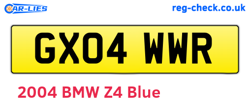 GX04WWR are the vehicle registration plates.
