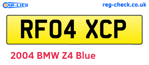 RF04XCP are the vehicle registration plates.