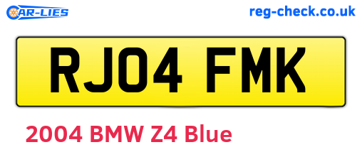 RJ04FMK are the vehicle registration plates.