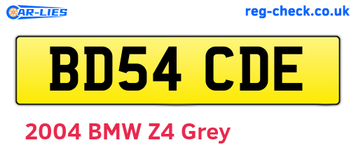 BD54CDE are the vehicle registration plates.