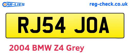 RJ54JOA are the vehicle registration plates.