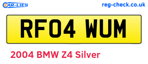 RF04WUM are the vehicle registration plates.