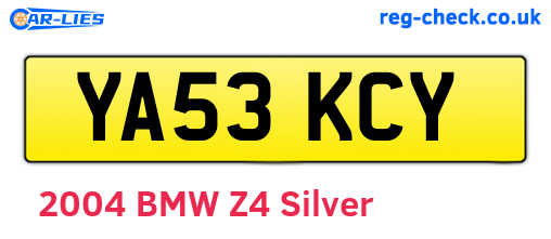 YA53KCY are the vehicle registration plates.