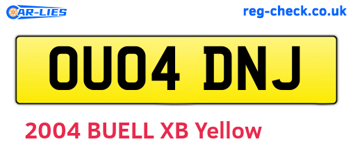 OU04DNJ are the vehicle registration plates.