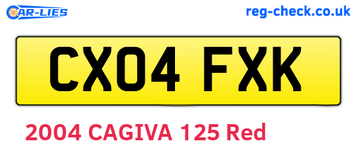 CX04FXK are the vehicle registration plates.